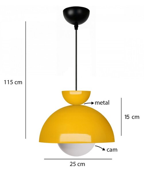 Żółta lampa wisząca z metalowym kloszem ø 25 cm Arta – Opviq lights