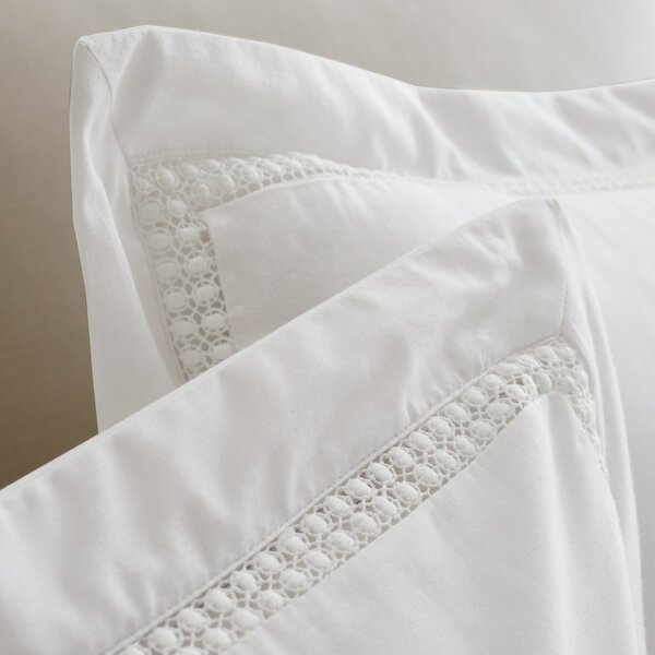 Biała bawełniana pościel dwuosobowa 200x200 cm Oxford Lace Trim – Bianca