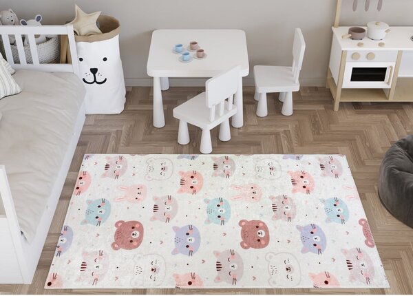 Dywan dziecięcy odpowiedni do prania w kolorze kości słoniowej 120x180 cm Cute Animals – Vitaus
