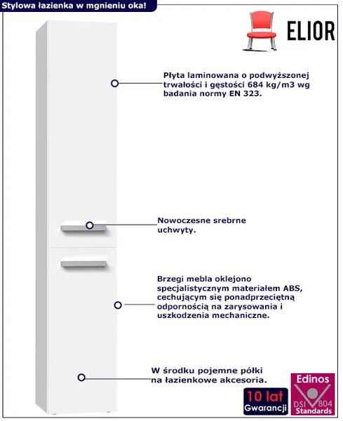 Nowoczesny słupek łazienkowy biel mat F2-K92