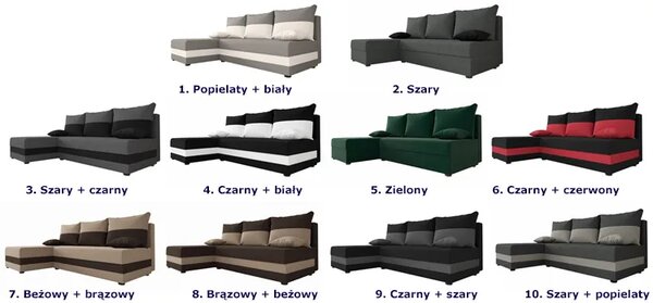Narożnik Rozkładany Czarny + Czerwony T0-W38