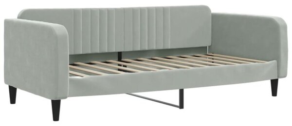 Sofa z funkcją spania, jasnoszara, 100x200 cm, obita aksamitem
