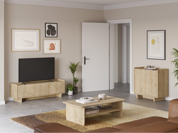 Szafka pod TV w dekorze dębu w naturalnym kolorze 140x45x40 cm Daira – Marckeric