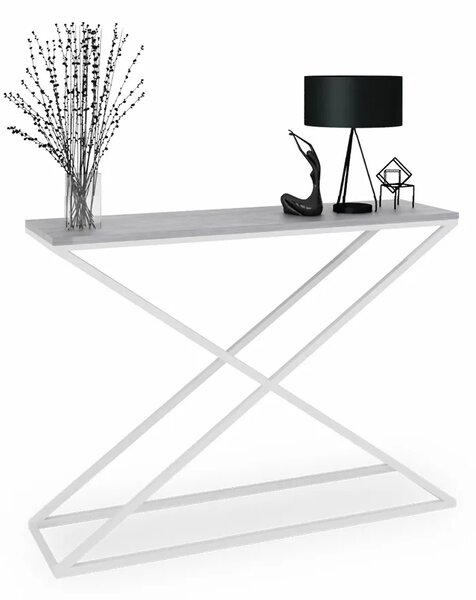 Nowoczesna konsola biały + beton D5-A73