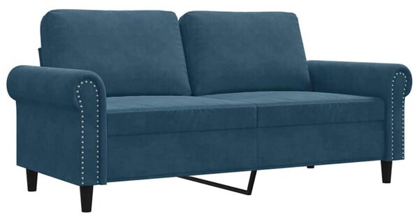 Sofa 2-osobowa, niebieski, 140 cm, tapicerowana aksamitem