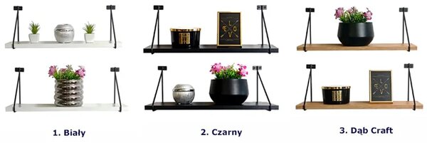 Czarne półki wiszące w stylu loft W4-N89