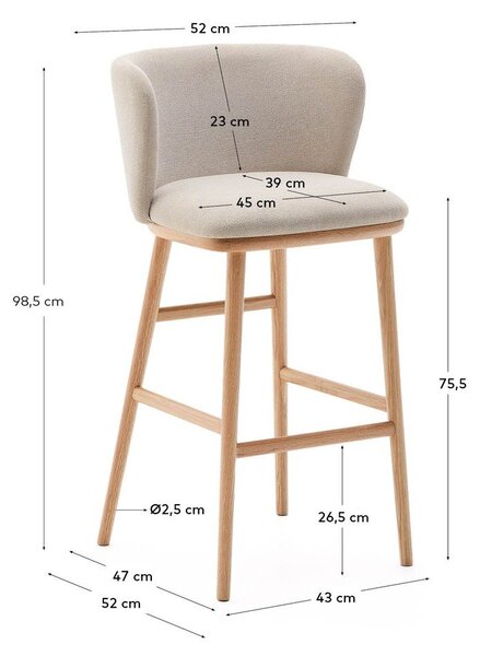 Beżowy hoker (wysokość siedziska 75,5 cm) Ciselia – Kave Home