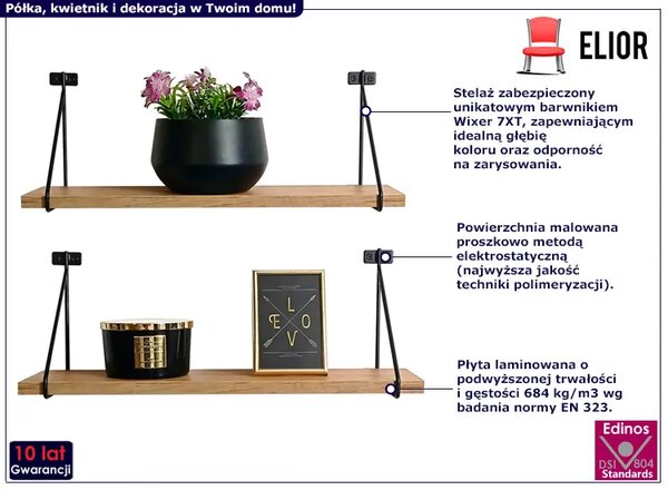 Industrialny zestaw dwóch półek ściennych dąb craft E8-S31