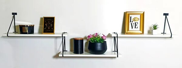 Potrójna biała półka ścienna w tylu skandynawskim F6-M64
