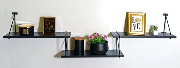 Czarna półka ścienna w stylu loft K4-W78