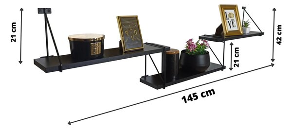 Czarna półka ścienna w stylu loft K4-W78
