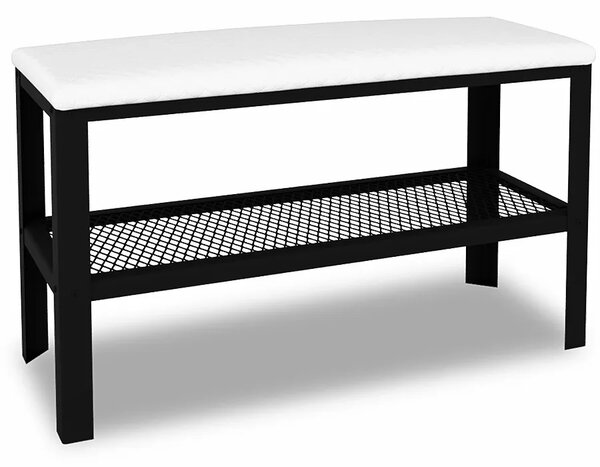 Industrialne siedzisko z półką na buty czarny + biały F1-W57