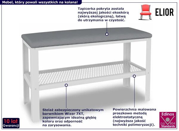 Skandynawskie siedzisko z półką na buty biały + szary C3-H17