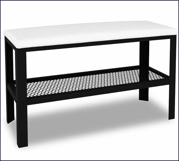 Industrialne siedzisko z półką na buty czarny + biały F1-W57