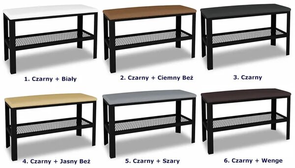 Industrialne siedzisko z półką na buty czarny + biały F1-W57