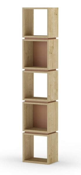 Ceglasty regał w dekorze dębu 32x167 cm Lofty – Marckeric