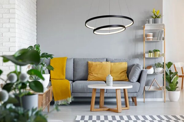 Czarna lampa wisząca LED pierścienie - S038-Espa