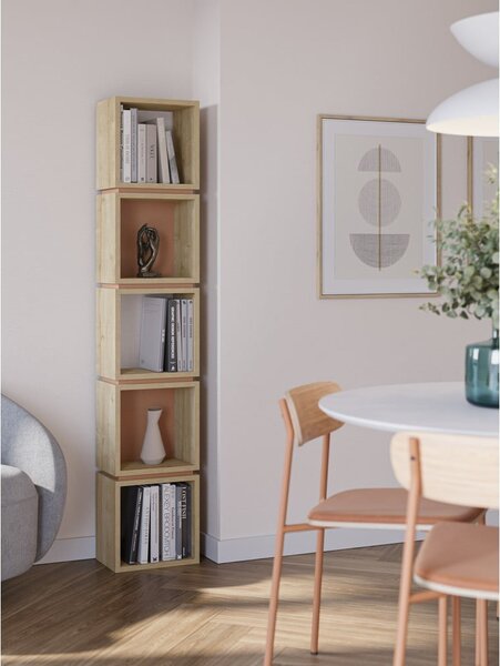 Ceglasty regał w dekorze dębu 32x167 cm Lofty – Marckeric