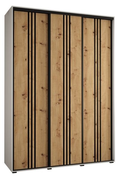 Szafa przesuwna wysoka Davos 6 170, gł. 60 cm biały + artisan + czarny