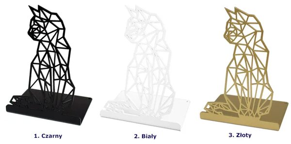 Nowoczesna biała podpórka na książki geometryczny kot W6-N87