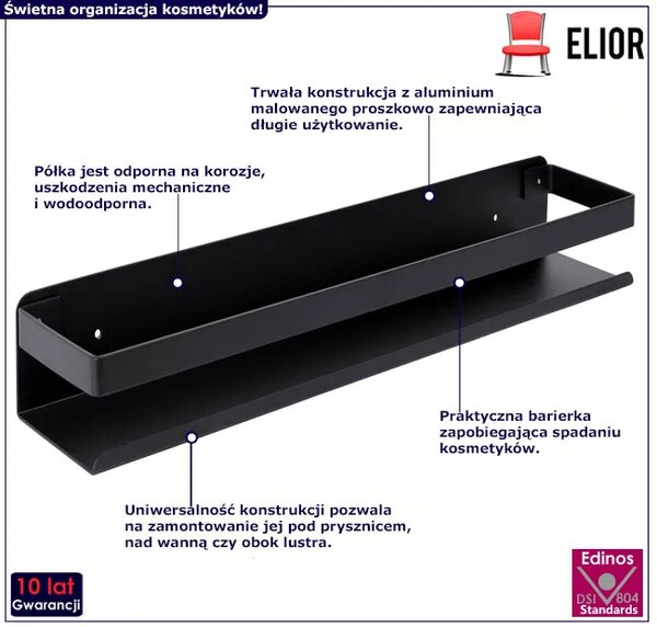 Czarna nowoczesna półka łazienkowa 40 cm G4-L14