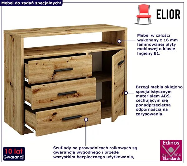Klasyczna komoda z szufladami dąb artisan T5-L33