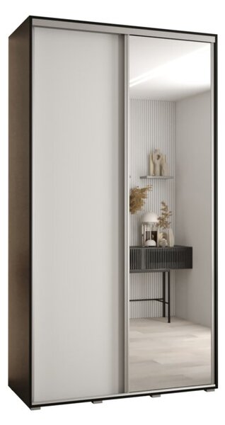 Szafa przesuwna wysoka Davos 3 130, gł. 60 cm czarny + biały + srebrny