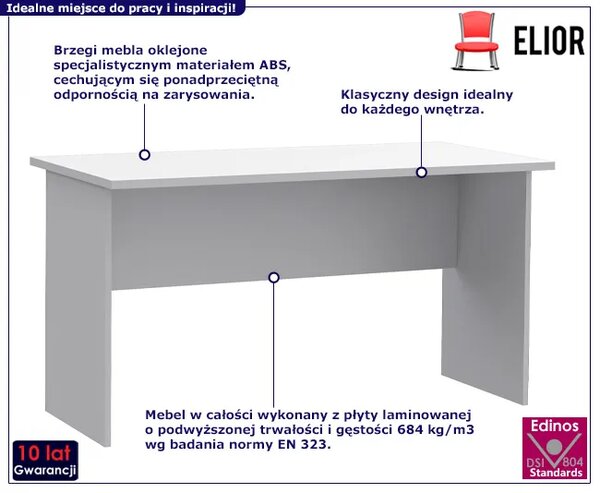 Białe klasyczne biurko do pracy T3-W34