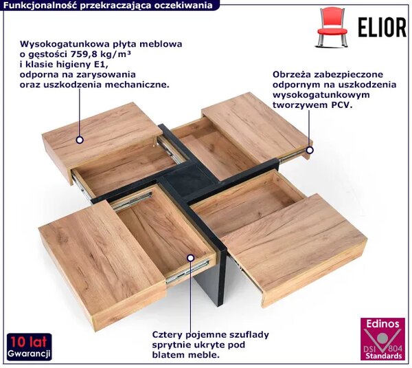 Kwadratowa ława z szufladami B7-S58