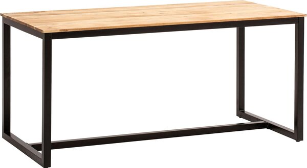 WOHNLING Stół do jadalni 120x60x76 cm z litego drewna akacjowego, metalowy stół do jadalni w stylu loftowym, stół kuchenny z metalowymi nogami, drewniany stół w stylu industrialnym, mały stół do jadalni