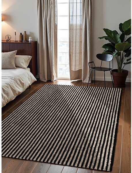 Czarny dywan z juty tkany ręcznie 160x230 cm Harvest Ebony – Elle Decoration