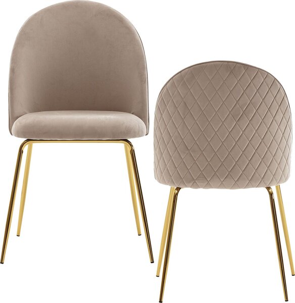 Designerskich krzeseł do jadalni z aksamitną, beżową tapicerką | Wohnling