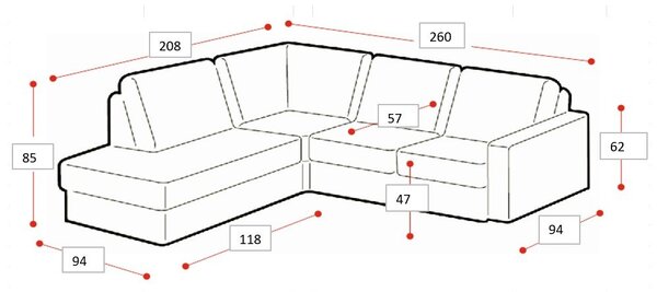 Jasnoszary narożnik z tkaniny szenilowej (lewostronny/w kształcie litery L) Amsterdam – Scandic