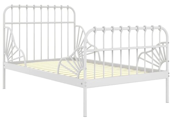 Białe metalowe łóżko rosnące z dzieckiem rozsuwane 80x130/200 cm K9-T61