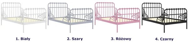 Białe metalowe łóżko rosnące z dzieckiem rozsuwane 80x130/200 cm K9-T61