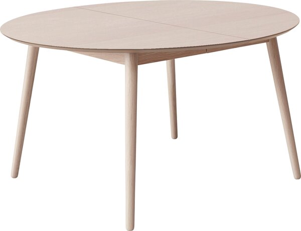 Okrągły rozkładany stół o wymiarach 135-231/135/73,5 cm i na dębowych nogach