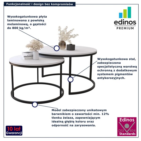 Zestaw białych okrągłych stolików kawowych Z1-S89