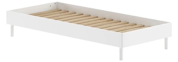 Białe łóżko jednoosobowe z litego drewna bukowego bez zagłówka ze stelażem 90x200 cm Forrest – Vipack