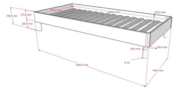 Białe łóżko jednoosobowe z litego drewna bukowego bez zagłówka ze stelażem 90x200 cm Forrest – Vipack