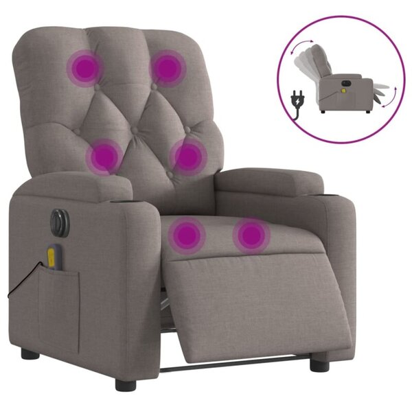 RozkÅadany fotel masujÄ cy, elektryczny, kolor taupe, tkanina