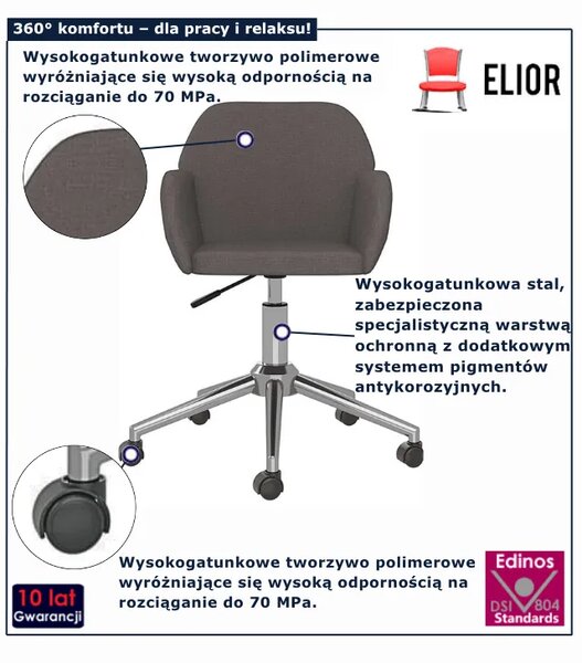 Ciemnoszary fotel obrotowy do biurka F6-F11