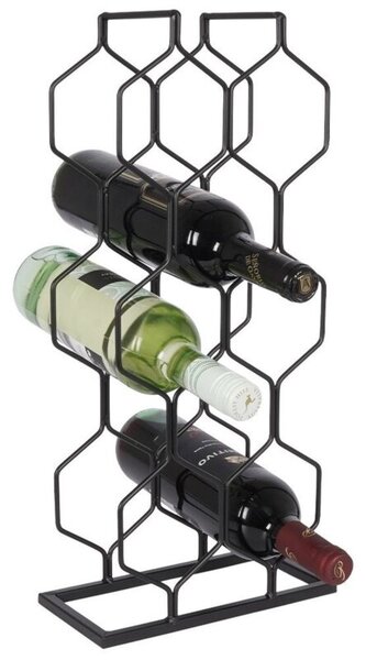Stojak na wino metalowy czarny 8 butelek 23x48 cm