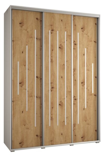 Szafa przesuwna wysoka Davos 12 180, gł. 60 cm biały + artisan + srebrny