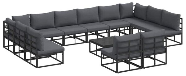 Zestaw sofy ogrodowej z aluminium z poduszkami - czarny