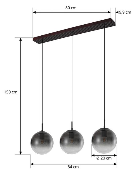 Lampa wisząca szklana Veloura Lucande, możliwość ściemniania, przezroczysty / transparentny, salon / jadalnia, szkło, design