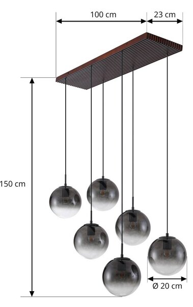 Lampa wisząca szklana Veloura Lucande, możliwość ściemniania, przezroczysty / transparentny, salon / jadalnia, szkło, design