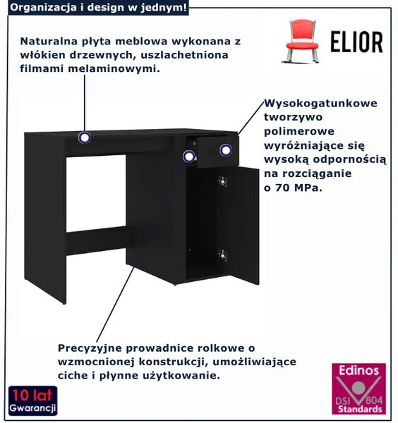 Czarne minimalistyczne biurko do biura A7-F23