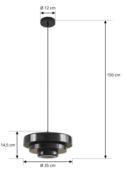 Lampa wisząca Tivra Lindby, możliwość ściemniania, czarny, salon / jadalnia, metal, vintage