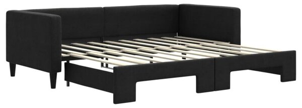 Sofa rozsuwana, czarna, 90x190 cm, tkanina