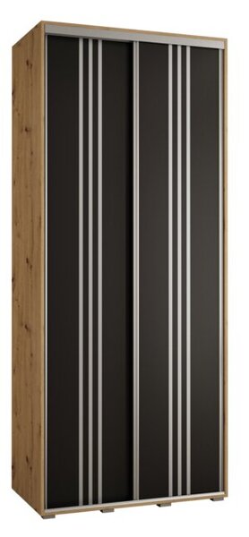 Szafa przesuwna wysoka Davos 6 120, gł. 60 cm artisan + czarny + srebrny